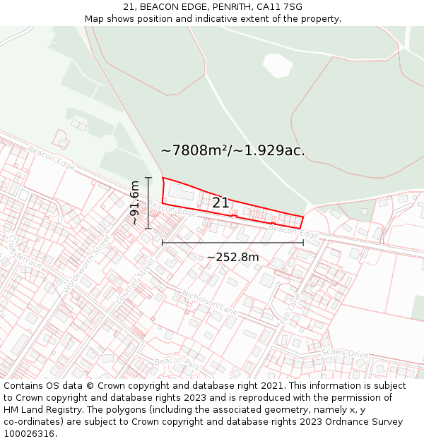 21, BEACON EDGE, PENRITH, CA11 7SG: Plot and title map