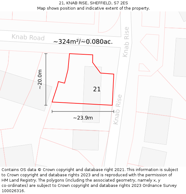 21, KNAB RISE, SHEFFIELD, S7 2ES: Plot and title map