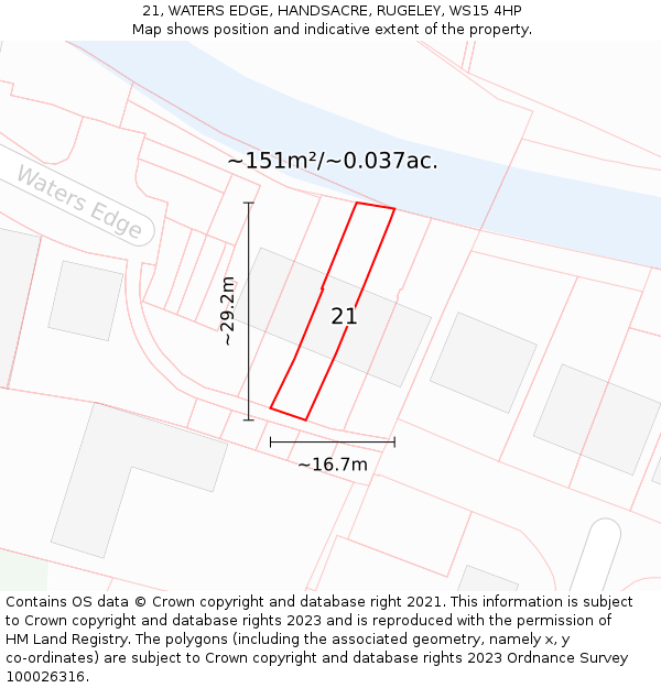 21, WATERS EDGE, HANDSACRE, RUGELEY, WS15 4HP: Plot and title map