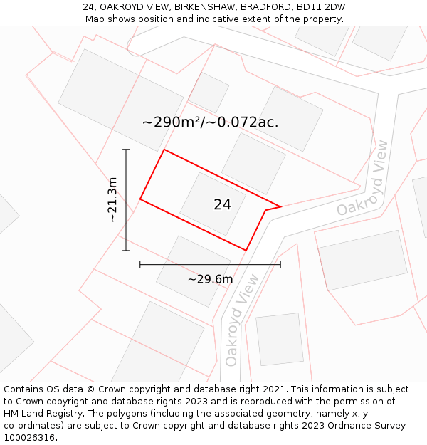 24, OAKROYD VIEW, BIRKENSHAW, BRADFORD, BD11 2DW: Plot and title map