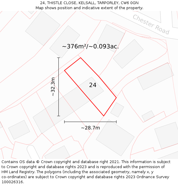 24, THISTLE CLOSE, KELSALL, TARPORLEY, CW6 0GN: Plot and title map