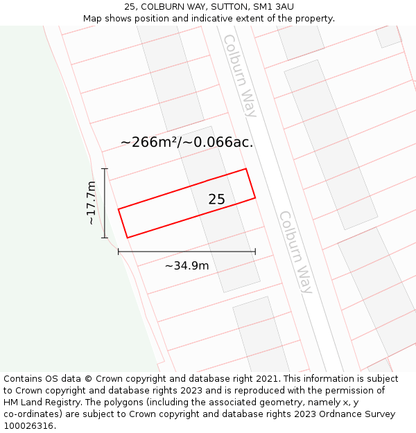 25, COLBURN WAY, SUTTON, SM1 3AU: Plot and title map