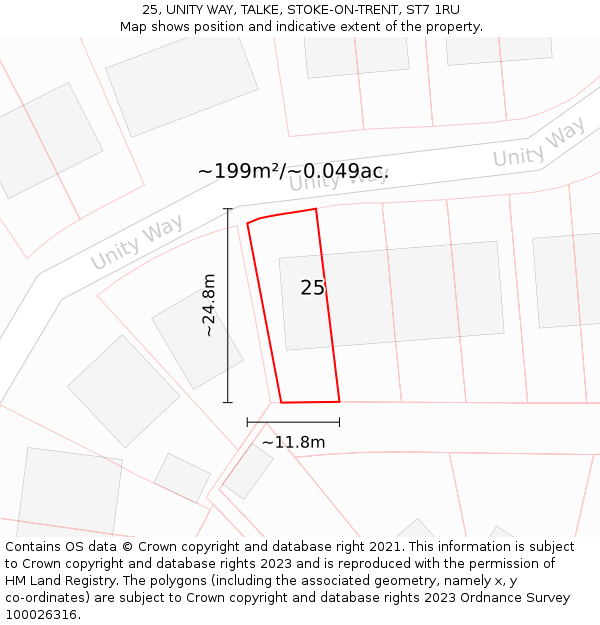 25, UNITY WAY, TALKE, STOKE-ON-TRENT, ST7 1RU: Plot and title map