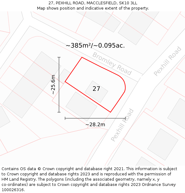 27, PEXHILL ROAD, MACCLESFIELD, SK10 3LL: Plot and title map