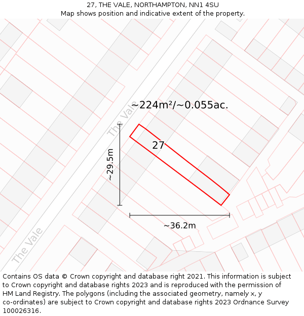 27, THE VALE, NORTHAMPTON, NN1 4SU: Plot and title map