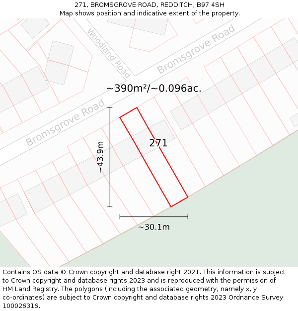 271, BROMSGROVE ROAD, REDDITCH, B97 4SH: Plot and title map