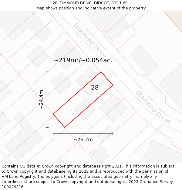 28, DIAMOND DRIVE, DIDCOT, OX11 6FH: Plot and title map