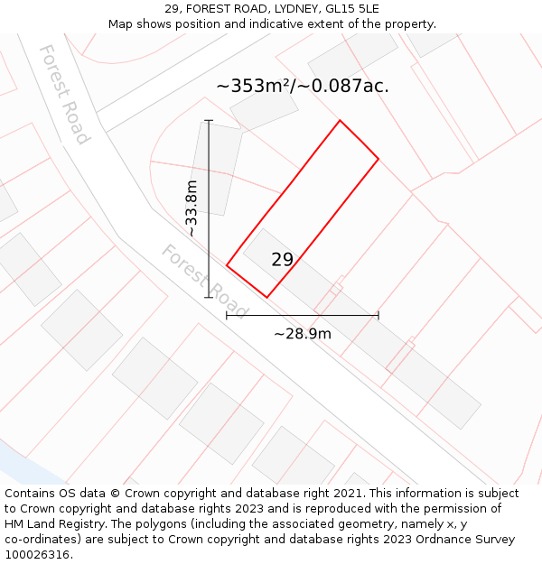29, FOREST ROAD, LYDNEY, GL15 5LE: Plot and title map