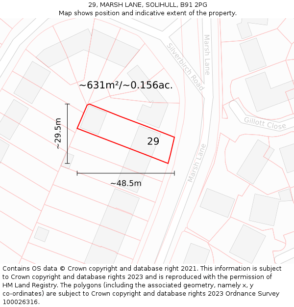 29, MARSH LANE, SOLIHULL, B91 2PG: Plot and title map