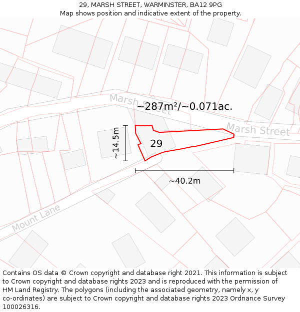 29, MARSH STREET, WARMINSTER, BA12 9PG: Plot and title map