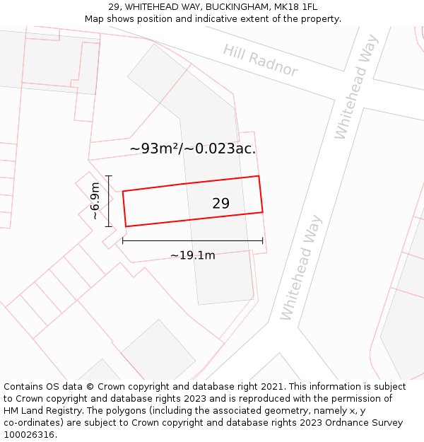 29, WHITEHEAD WAY, BUCKINGHAM, MK18 1FL: Plot and title map