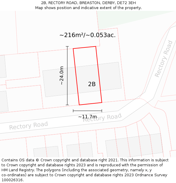 2B, RECTORY ROAD, BREASTON, DERBY, DE72 3EH: Plot and title map