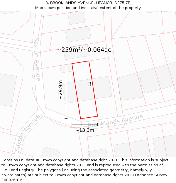 3, BROOKLANDS AVENUE, HEANOR, DE75 7BJ: Plot and title map