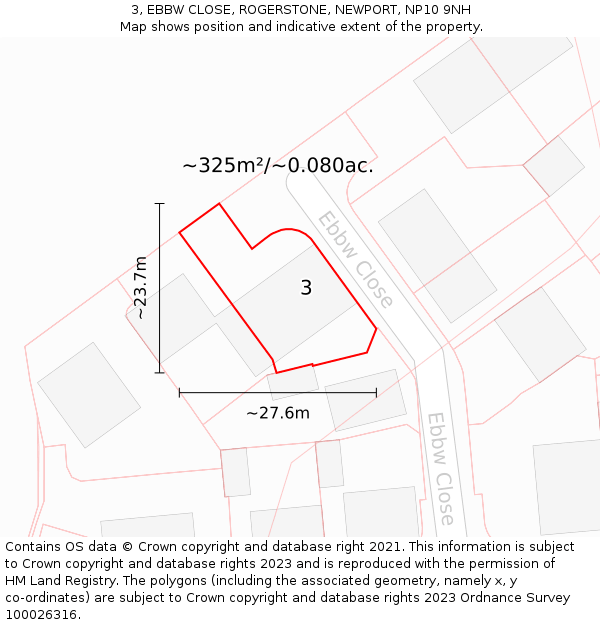 3, EBBW CLOSE, ROGERSTONE, NEWPORT, NP10 9NH: Plot and title map
