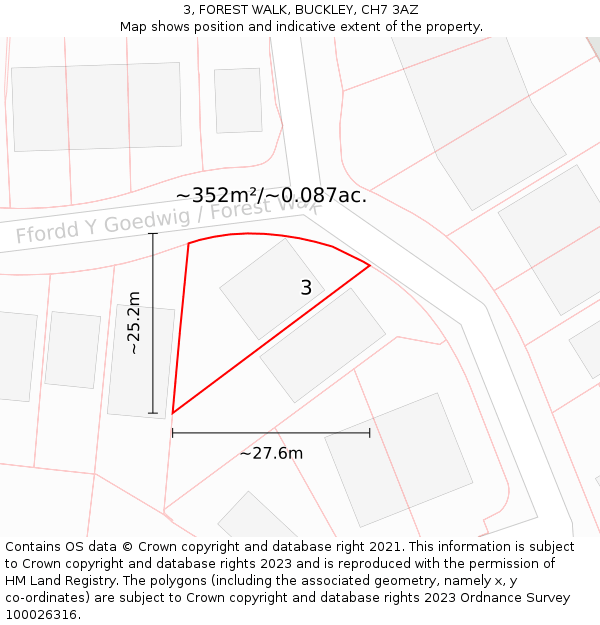 3, FOREST WALK, BUCKLEY, CH7 3AZ: Plot and title map