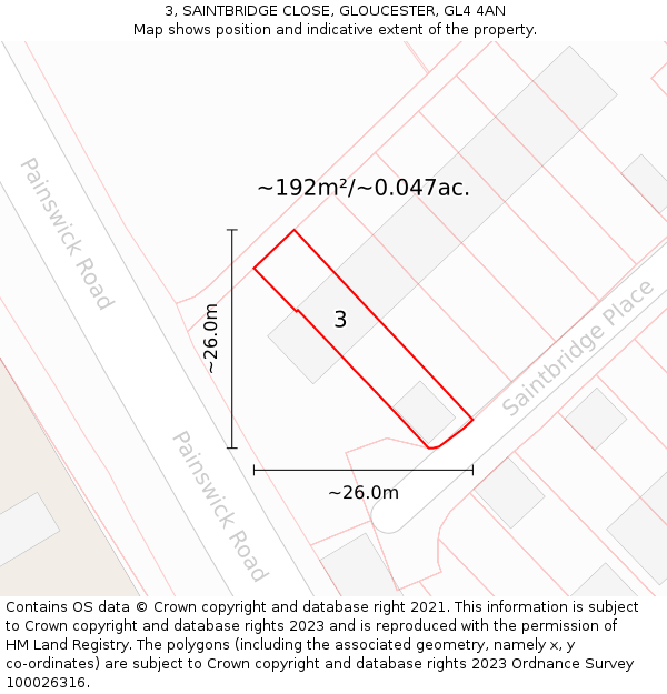 3, SAINTBRIDGE CLOSE, GLOUCESTER, GL4 4AN: Plot and title map