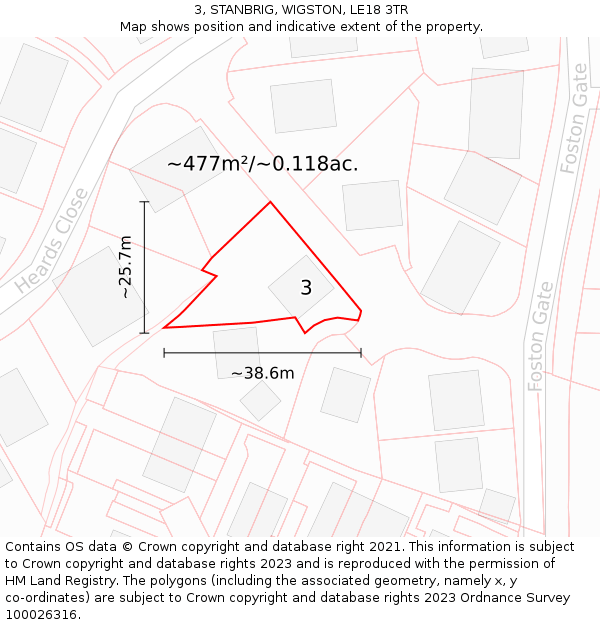 3, STANBRIG, WIGSTON, LE18 3TR: Plot and title map