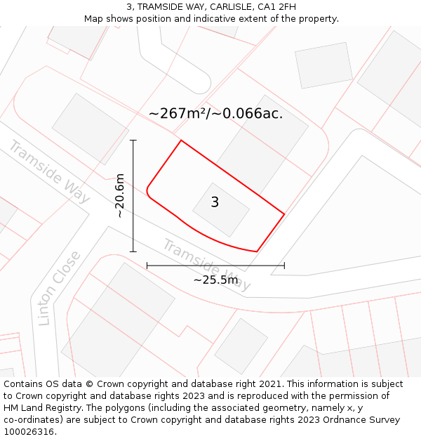 3, TRAMSIDE WAY, CARLISLE, CA1 2FH: Plot and title map