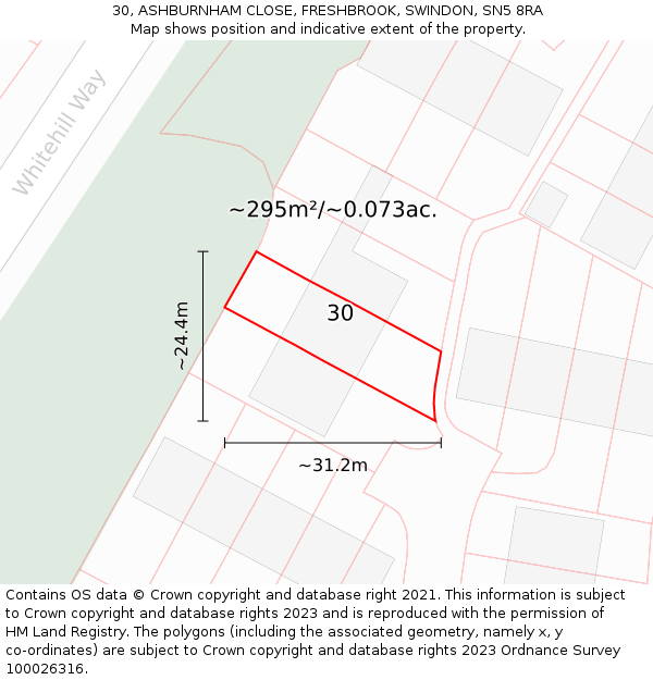 30, ASHBURNHAM CLOSE, FRESHBROOK, SWINDON, SN5 8RA: Plot and title map