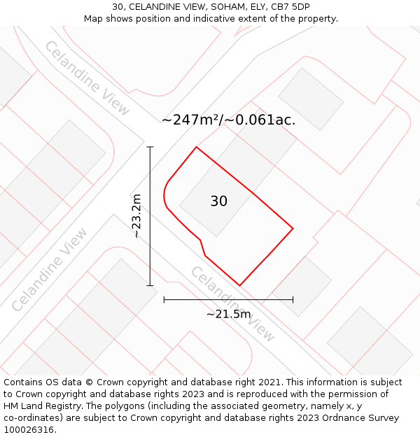 30, CELANDINE VIEW, SOHAM, ELY, CB7 5DP: Plot and title map