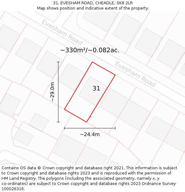 31, EVESHAM ROAD, CHEADLE, SK8 2LR: Plot and title map