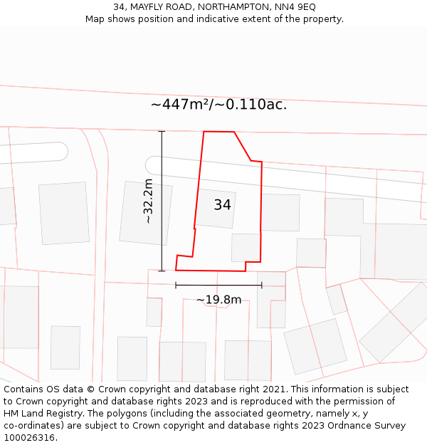 34, MAYFLY ROAD, NORTHAMPTON, NN4 9EQ: Plot and title map