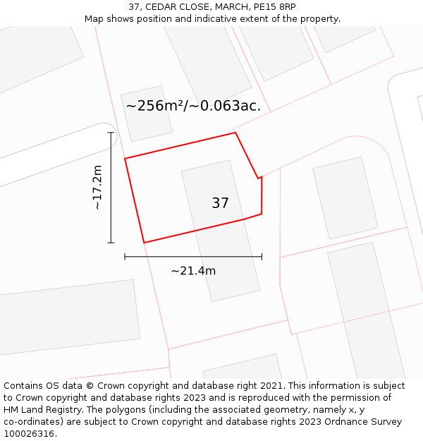 37, CEDAR CLOSE, MARCH, PE15 8RP: Plot and title map