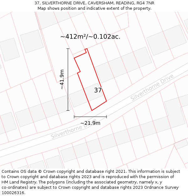 37, SILVERTHORNE DRIVE, CAVERSHAM, READING, RG4 7NR: Plot and title map