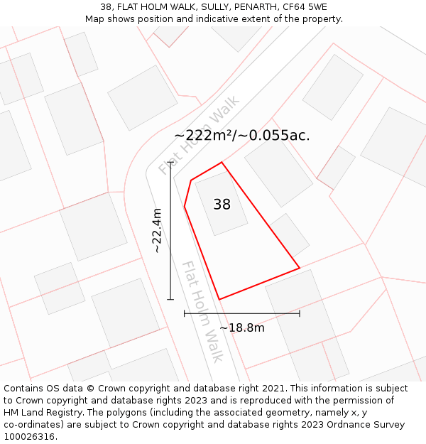 38, FLAT HOLM WALK, SULLY, PENARTH, CF64 5WE: Plot and title map