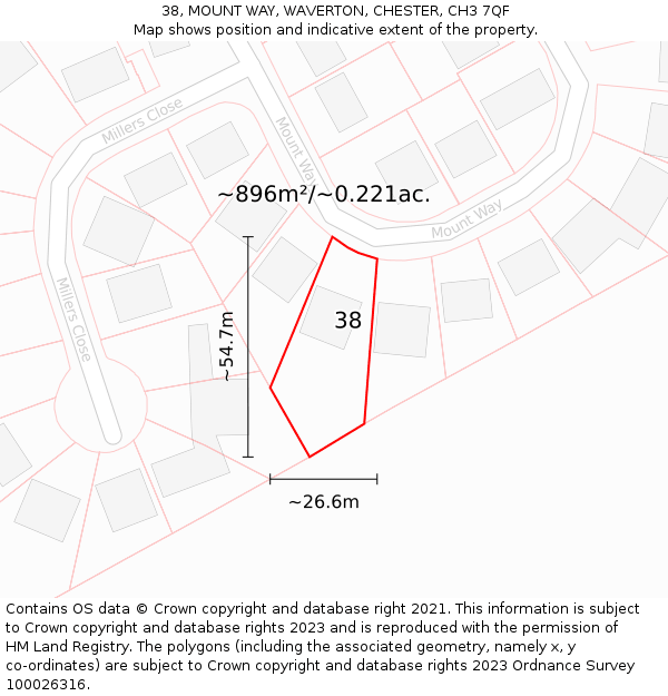 38, MOUNT WAY, WAVERTON, CHESTER, CH3 7QF: Plot and title map
