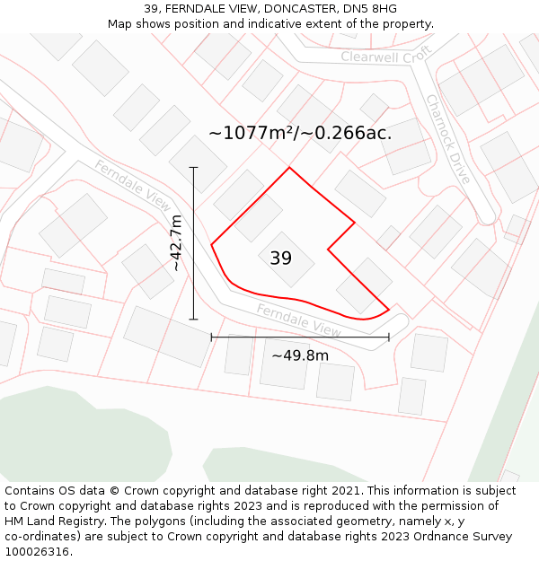 39, FERNDALE VIEW, DONCASTER, DN5 8HG: Plot and title map