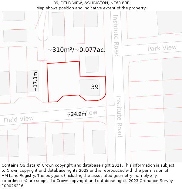 39, FIELD VIEW, ASHINGTON, NE63 8BP: Plot and title map