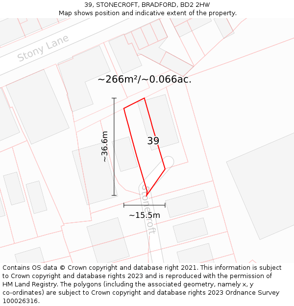 39, STONECROFT, BRADFORD, BD2 2HW: Plot and title map