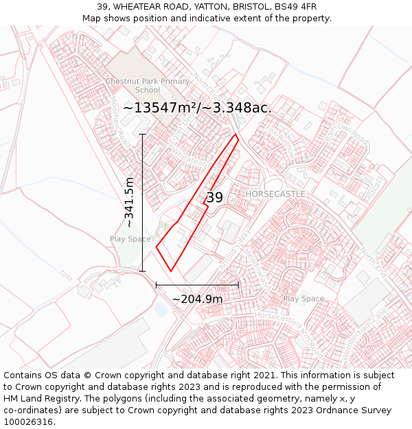 39, WHEATEAR ROAD, YATTON, BRISTOL, BS49 4FR: Plot and title map
