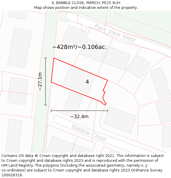 4, BABBLE CLOSE, MARCH, PE15 9UH: Plot and title map