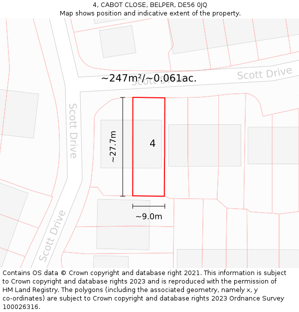 4, CABOT CLOSE, BELPER, DE56 0JQ: Plot and title map