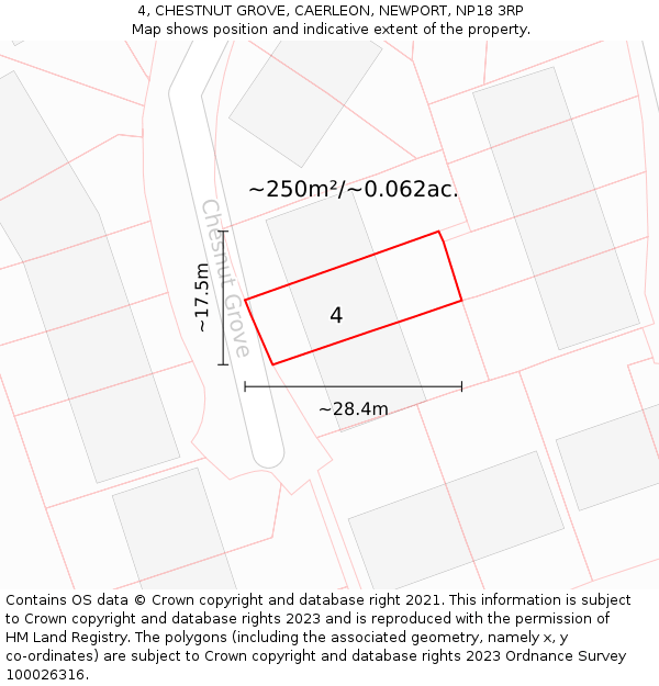 4, CHESTNUT GROVE, CAERLEON, NEWPORT, NP18 3RP: Plot and title map