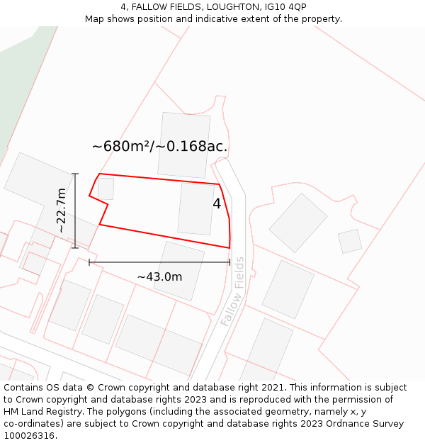 4, FALLOW FIELDS, LOUGHTON, IG10 4QP: Plot and title map