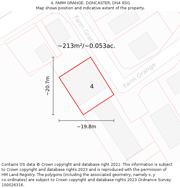 4, FARM GRANGE, DONCASTER, DN4 9SG: Plot and title map