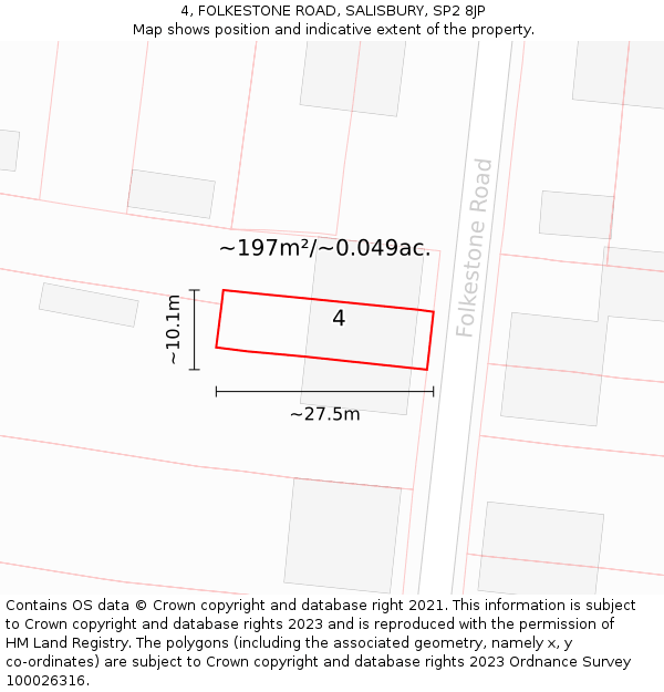 4, FOLKESTONE ROAD, SALISBURY, SP2 8JP: Plot and title map