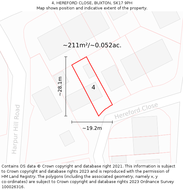 4, HEREFORD CLOSE, BUXTON, SK17 9PH: Plot and title map