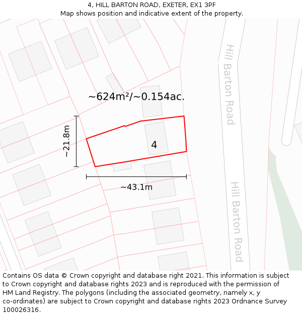 4, HILL BARTON ROAD, EXETER, EX1 3PF: Plot and title map