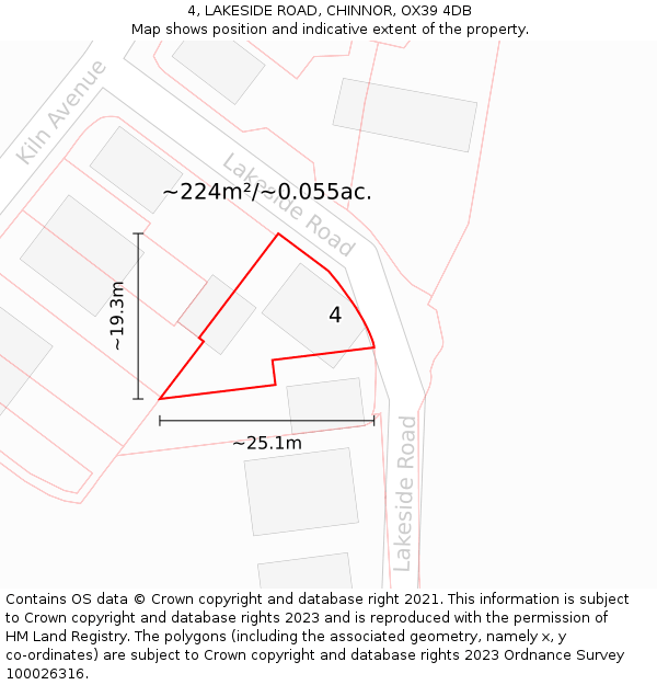4, LAKESIDE ROAD, CHINNOR, OX39 4DB: Plot and title map