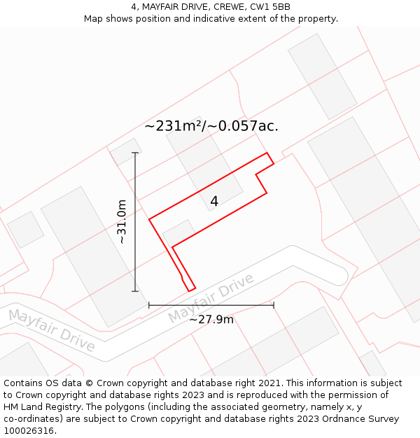 4, MAYFAIR DRIVE, CREWE, CW1 5BB: Plot and title map