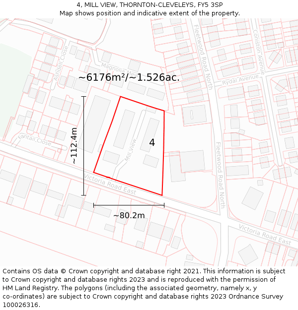 4, MILL VIEW, THORNTON-CLEVELEYS, FY5 3SP: Plot and title map