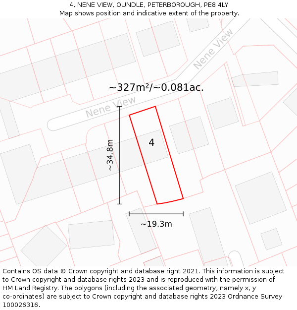 4, NENE VIEW, OUNDLE, PETERBOROUGH, PE8 4LY: Plot and title map