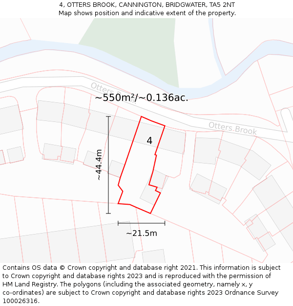 4, OTTERS BROOK, CANNINGTON, BRIDGWATER, TA5 2NT: Plot and title map