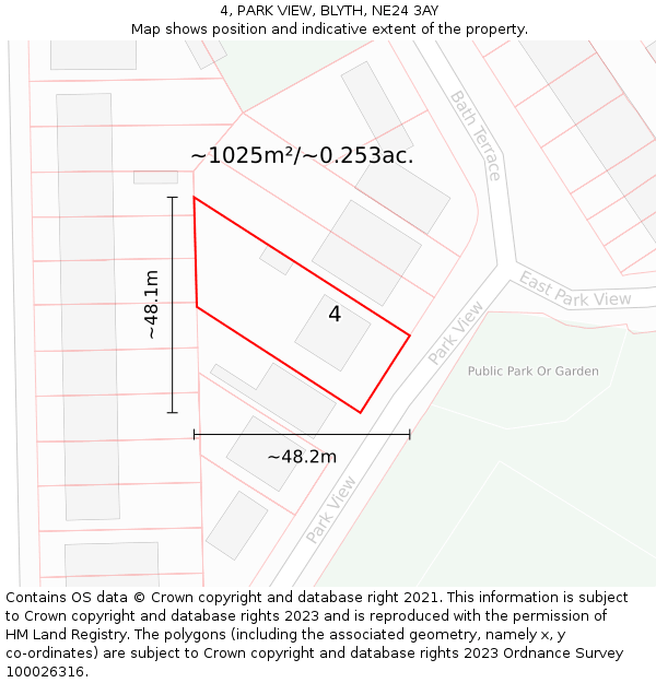 4, PARK VIEW, BLYTH, NE24 3AY: Plot and title map