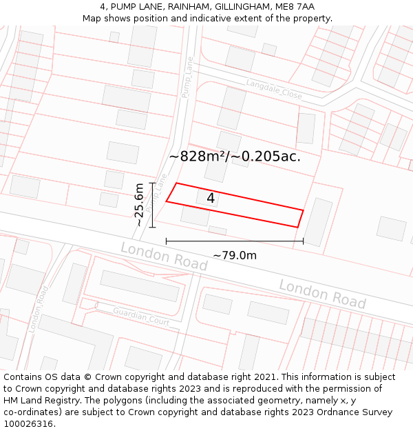 4, PUMP LANE, RAINHAM, GILLINGHAM, ME8 7AA: Plot and title map