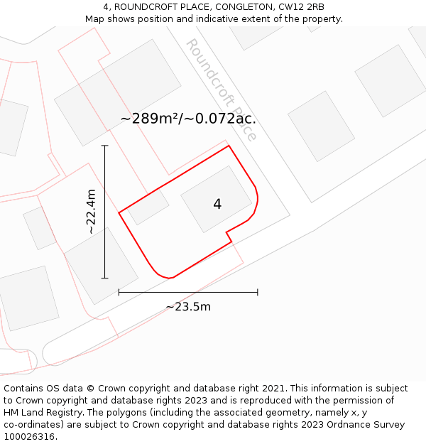 4, ROUNDCROFT PLACE, CONGLETON, CW12 2RB: Plot and title map